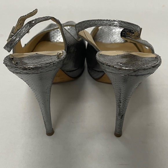 Jimmy Choo Silver Water Snakeskin Slingback Heels - Size 9 - Picture 7 of 7